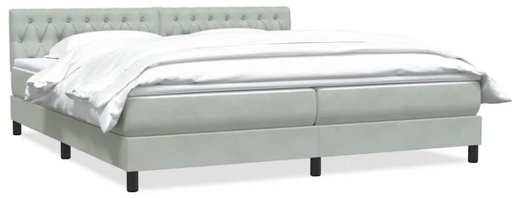 Κρεβάτι Boxspring με Στρώμα Ανοιχτό Γκρι 180x210 εκ. Βελούδινο - Γκρι