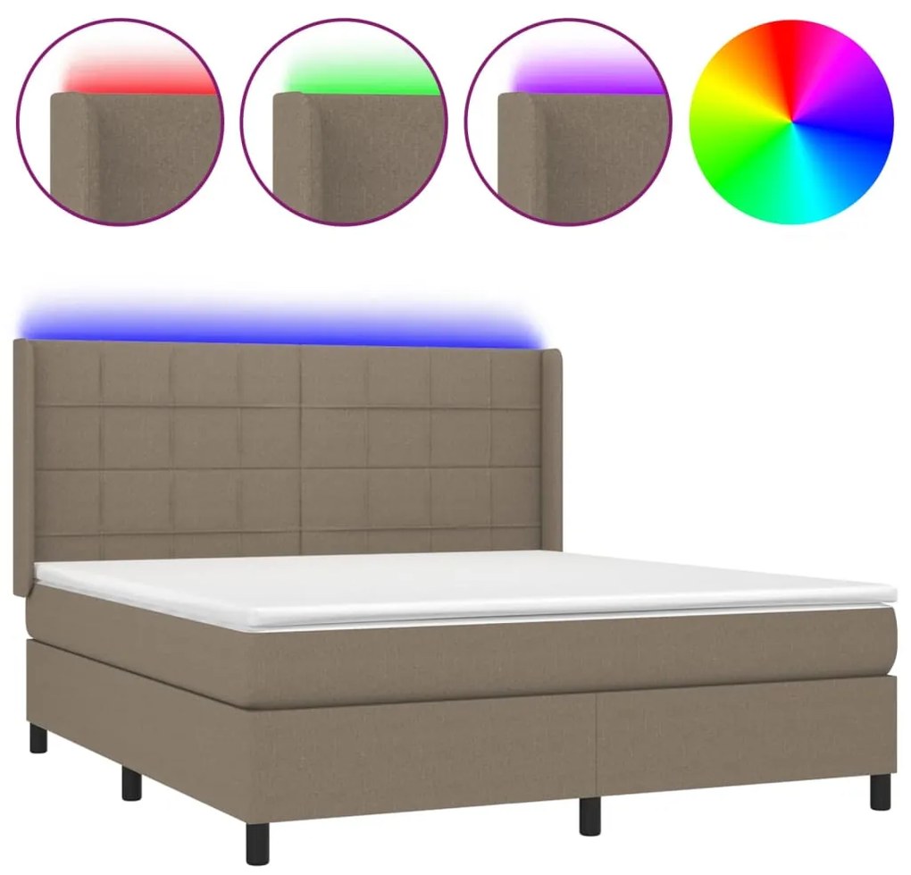 ΚΡΕΒΑΤΙ BOXSPRING ΜΕ ΣΤΡΩΜΑ &amp; LED TAUPE 180X200 ΕΚ. ΥΦΑΣΜΑΤΙΝΟ 3138337