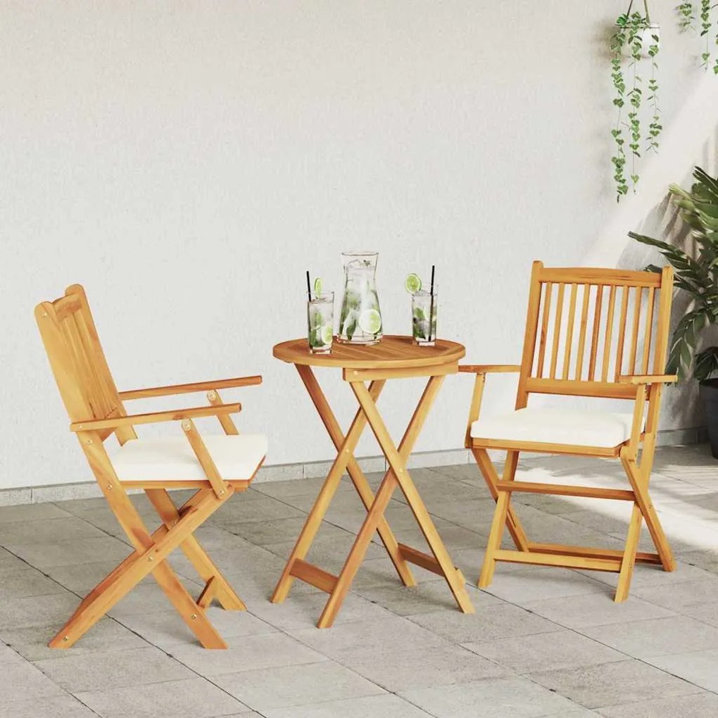 vidaXL Πτυσσόμενη Καρέκλα με μαξιλάρι 2 pcs Λευκό 49 x 57.5 x 92εκ