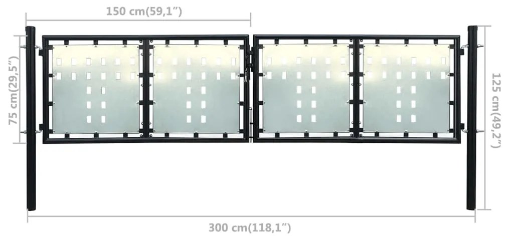 ΠΟΡΤΑ ΠΕΡΙΦΡΑΞΗΣ ΔΙΠΛΗ ΜΑΥΡΗ 300 X 125 ΕΚ. 141690