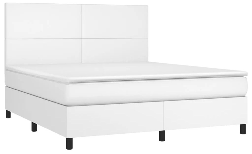 ΚΡΕΒΑΤΙ BOXSPRING ΜΕ ΣΤΡΩΜΑ &amp; LED ΛΕΥΚΟ 160X200 ΕΚ. ΣΥΝΘ. ΔΕΡΜΑ 3135832