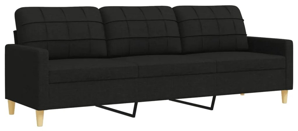 vidaXL Καναπέδες Σετ 3 Τεμ. Μαύροι Υφασμάτινοι