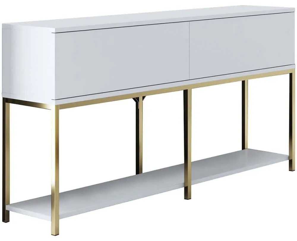 Κονσόλα Lord 618BLY1201 150x30x80cm White-Gold Particle Board, Metal