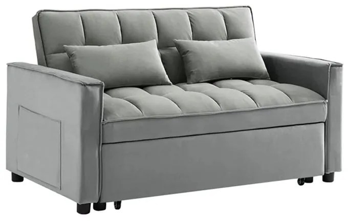 WOODWELL TEMPO Καναπές - Κρεβάτι, Με ανάκλιση πλάτης, Ύφασμα Velure Γκρι 140x95x80 - Κρεβάτι:120x178 cm Ε998,1