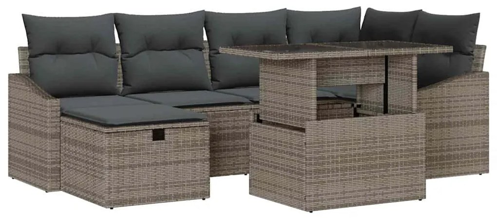 vidaXL Σετ Καναπέ Κήπου 7 pcs Γκρι συνθετικό ρατάν