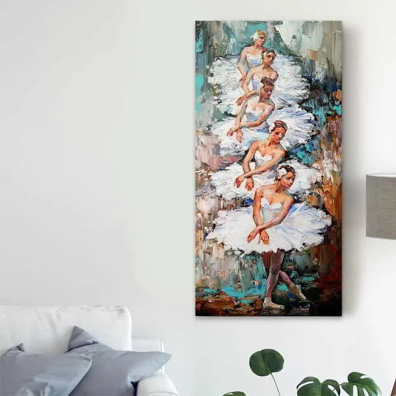 Πίνακας σε καμβά &quot;White Swan Ballerinas&quot; Megapap ψηφιακής εκτύπωσης 50x100x3εκ.