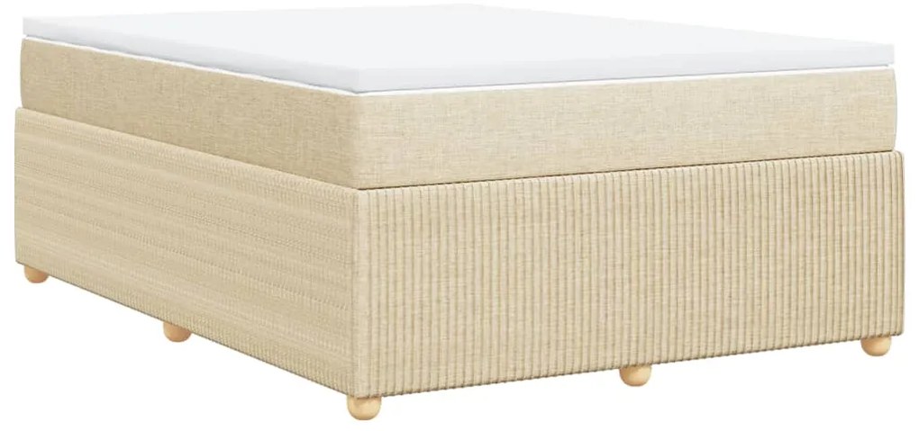 vidaXL Κρεβάτι Boxspring με Στρώμα Κρεμ 140x200 εκ. Υφασμάτινο