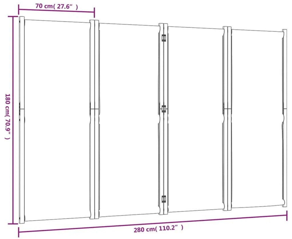 Διαχωριστικό Δωματίου με 4 Πάνελ Taupe 280 x 180 εκ. - Μπεζ-Γκρι