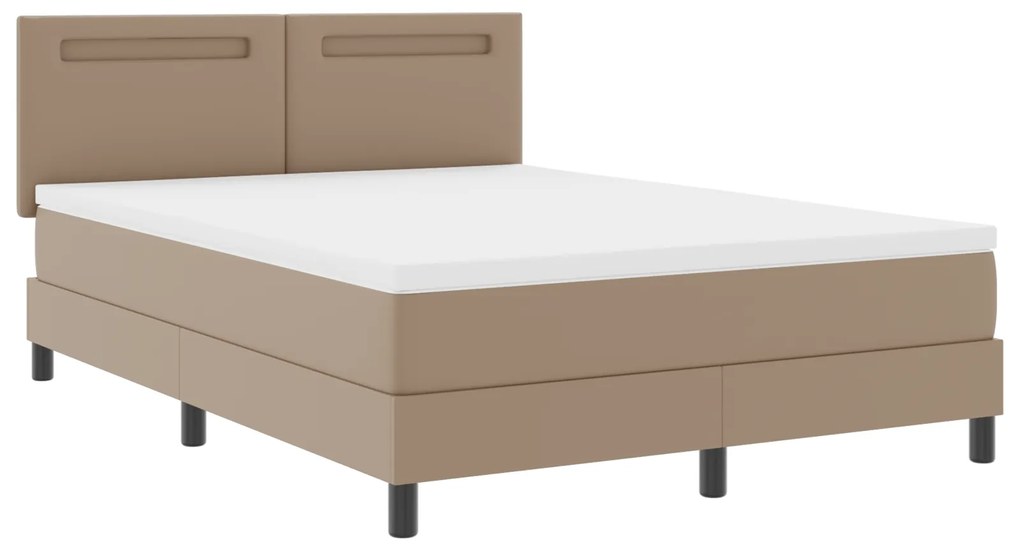 vidaXL Κρεβάτι Box Spring με Στρώμα σε Καπουτσίνο - 140 x 200 εκ, Συνθετικό Δέρμα.