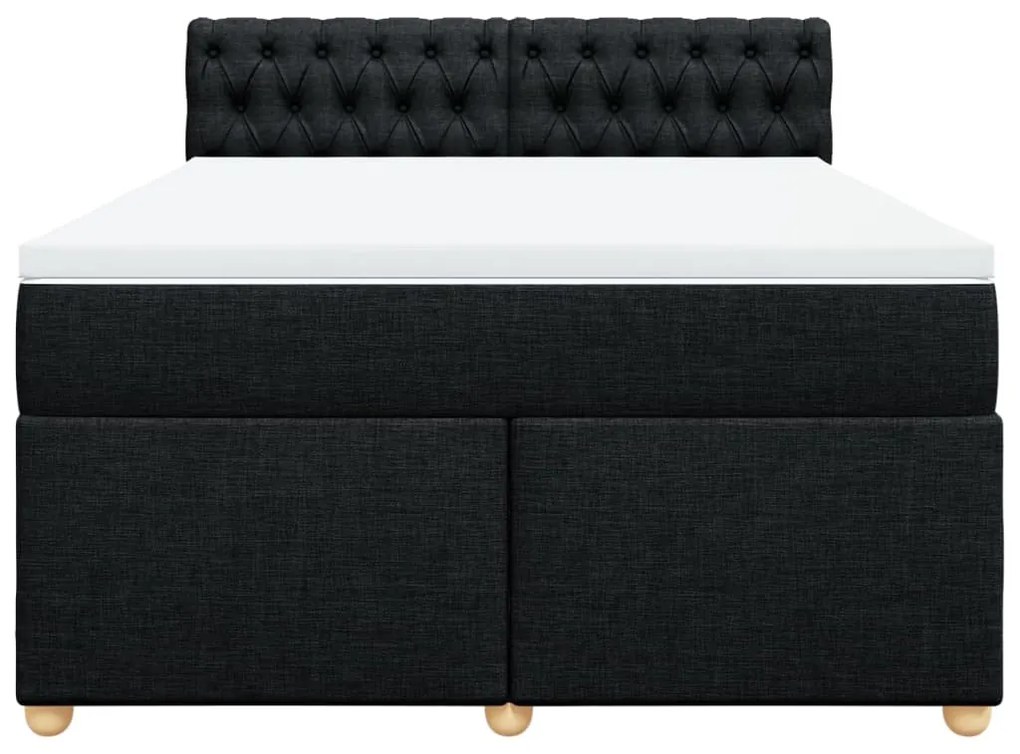 vidaXL Κρεβάτι Boxspring με Στρώμα Μαύρο 140x190 εκ. Υφασμάτινο