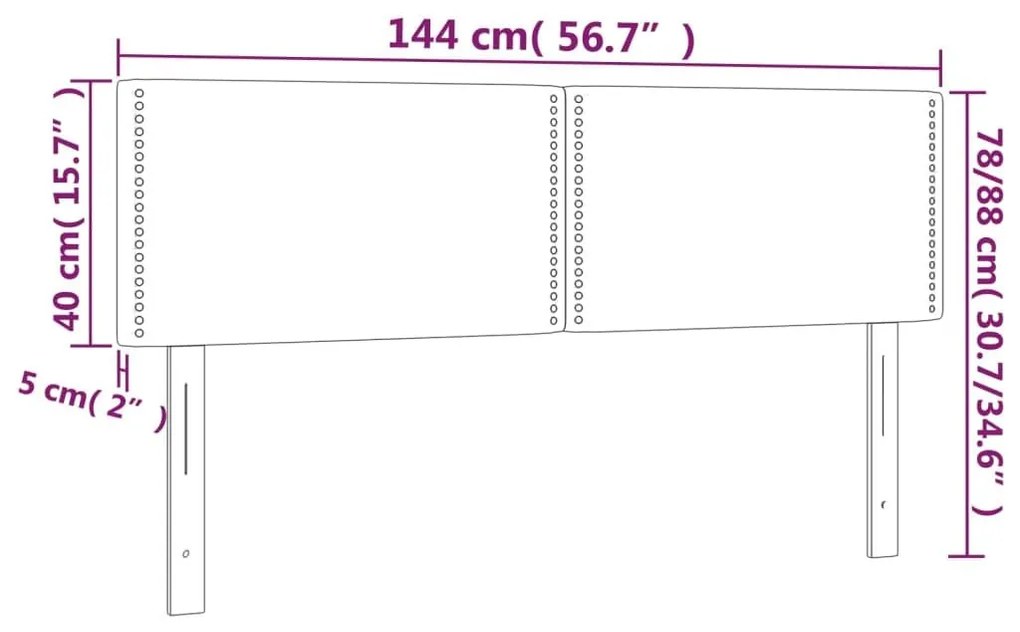 Κεφαλάρι Κρεβατιού LED Σκούρο Καφέ 144x5x78/88 εκ. Υφασμάτινο - Καφέ