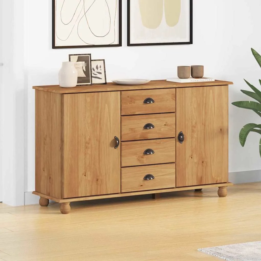 vidaXL Πλαϊνό γραφείο Καφέ 133.5 x 40 x 79 εκ. Μασίφ ξύλο πεύκου