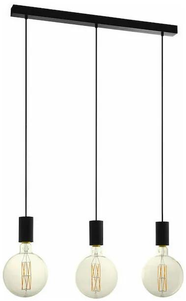 Eglo Pozueta Μοντέρνο Κρεμαστό Φωτιστικό Τρίφωτο με Ντουί E27 σε Μαύρο Χρώμα 98662