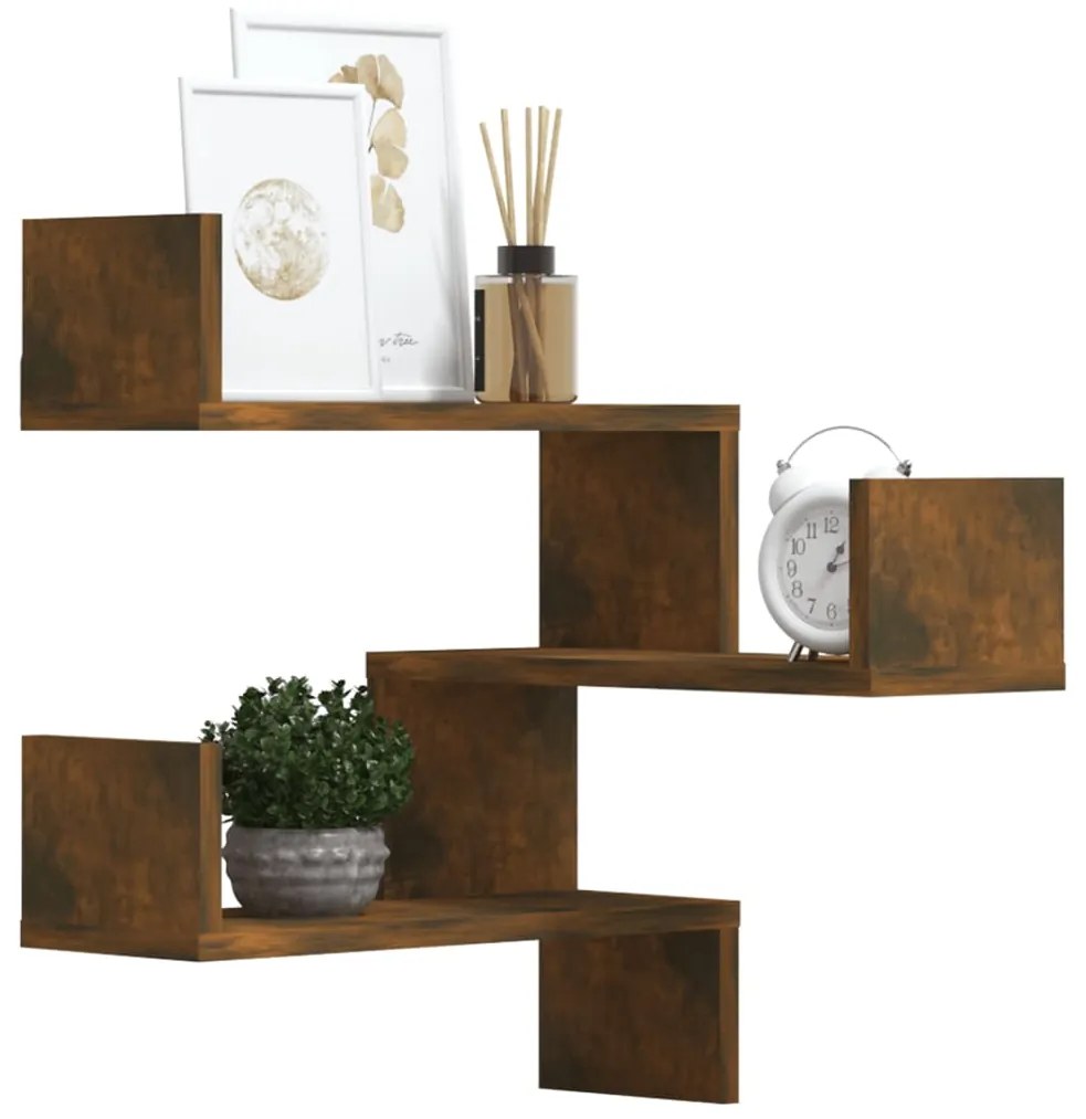 vidaXL Γωνιακές Ραφιέρες Τοίχου 2 τεμ Καπν. Δρυς 40x40x50εκ Επεξ. Ξύλο