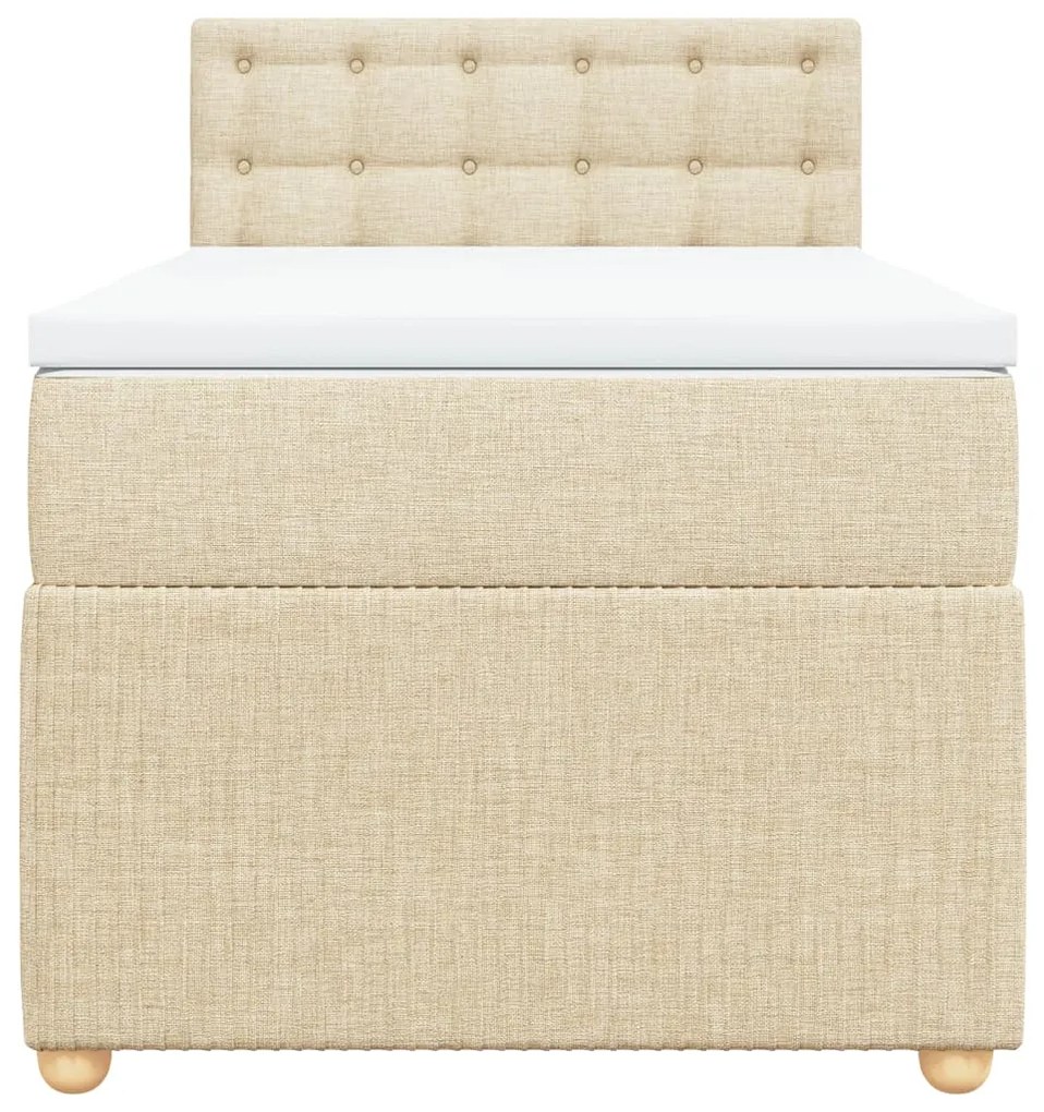 vidaXL Κρεβάτι Boxspring με Στρώμα Κρεμ 90x190 εκ.Υφασμάτινο