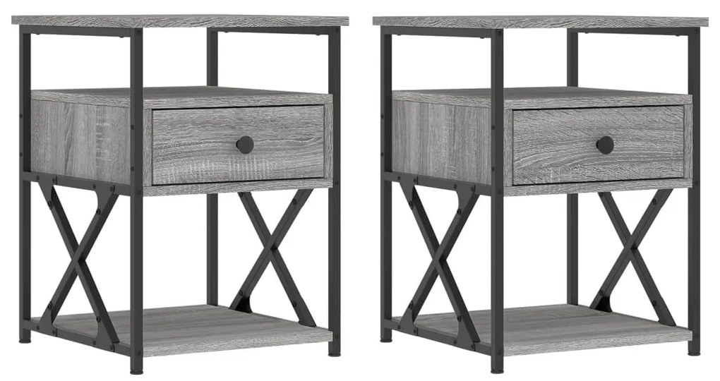 vidaXL Κομοδίνα 2 τεμ. Γκρι Sonoma 40x42x55 εκ. από Επεξεργασμένο Ξύλο
