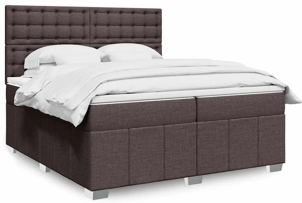vidaXL Κρεβάτι Boxspring με Στρώμα Σκούρο Καφέ 200x200 εκ. Υφασμάτινο