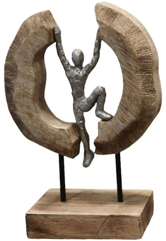 Διακοσμητικό Επιτραπέζιο Dale 312-000002 19x9x28cm Natural-Silver Inart Wood,Aluminum