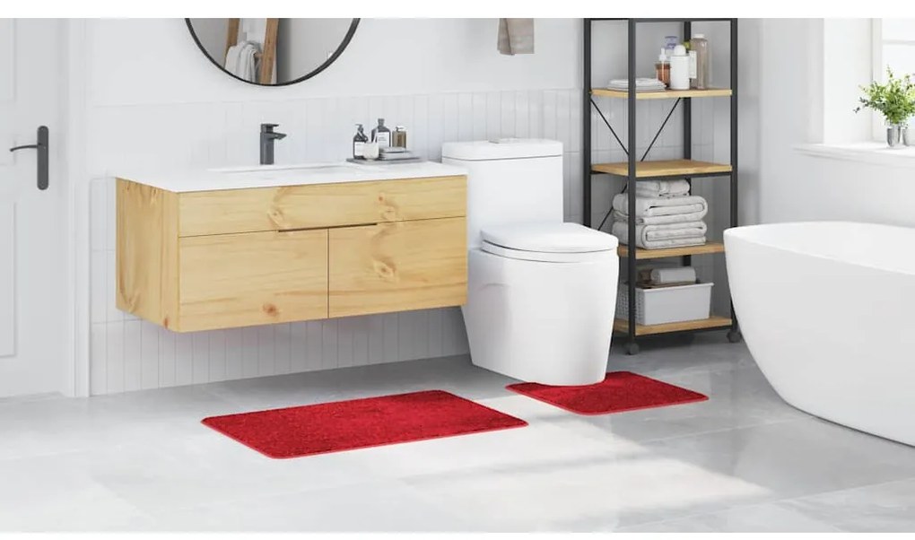 vidaXL Πατάκι μπάνιου 2 pcs Κόκκινο 50 x 50 cm Πολυπροπυλένιο