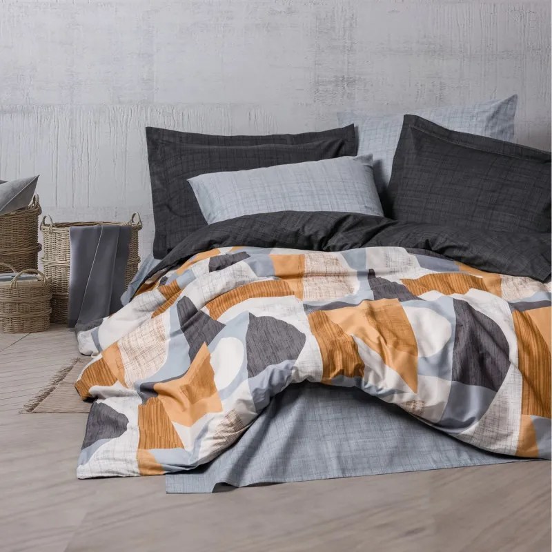 Σετ κλινοσκεπασμάτων Cotton Box 129CTN4643, 100% βαμβάκι, 3 τεμάχια, Κουβέρτα 160x220 cm, Σεντόνι 180x240 cm, Κάλυμμα 50x70 cm, Πολύχρωμο