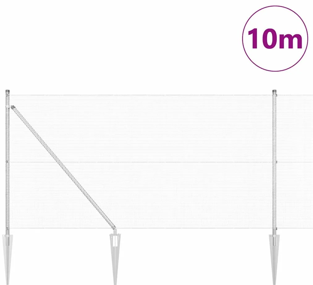 vidaXL Φράκτης με Στυλό Γαλβανισμένος χάλυβας 10 x 1 μ