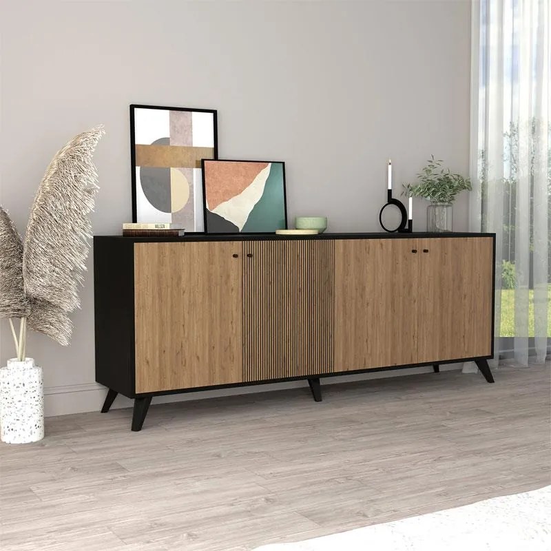 Μπουφές Flipter μελαμίνης oak-μαύρο 180x40x78,6εκ 180x40x78.6 εκ.