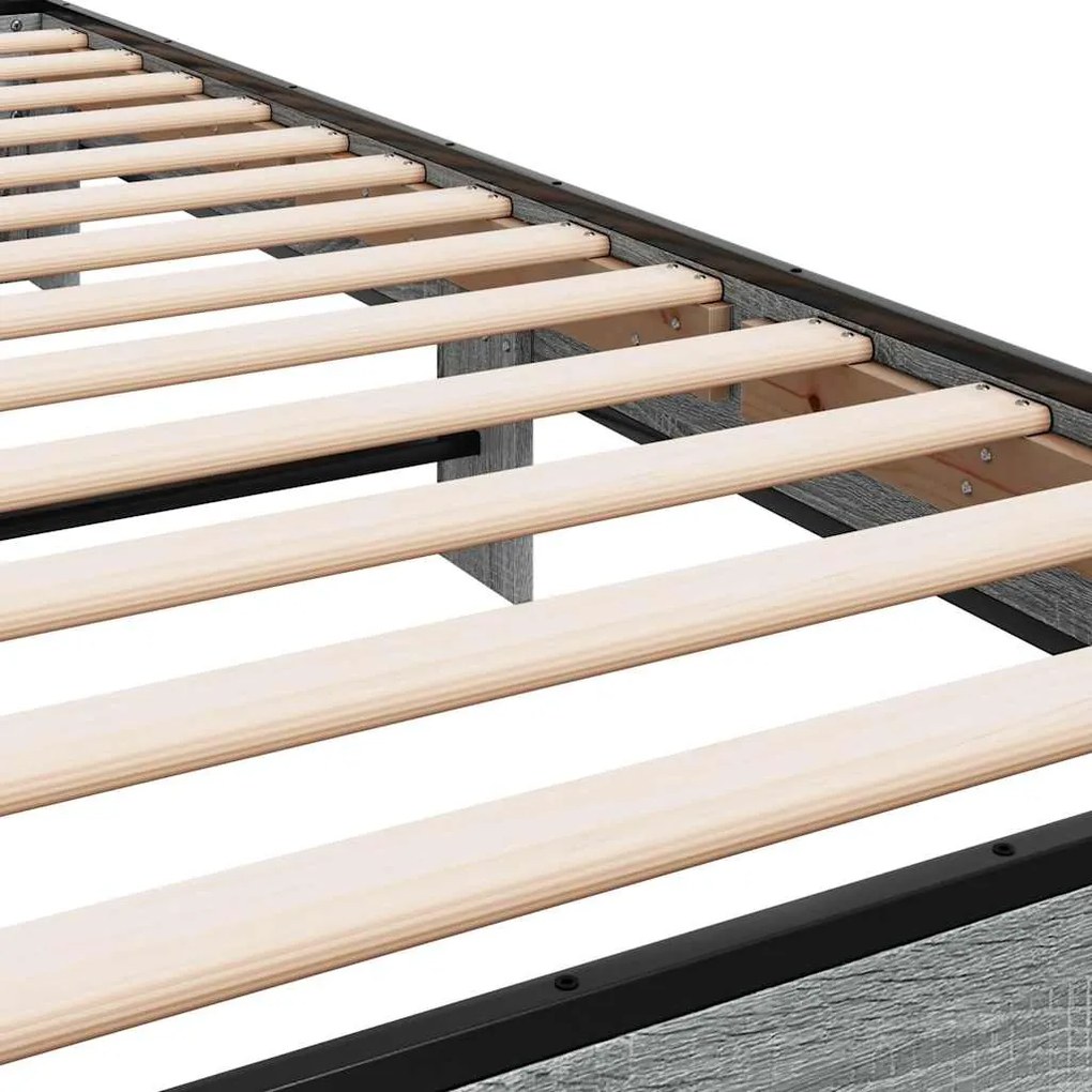 vidaXL Πλαίσιο Κρεβατιού Γκρι Sonoma 75x190 εκ. Επεξ. Ξύλο &amp; Μέταλλο