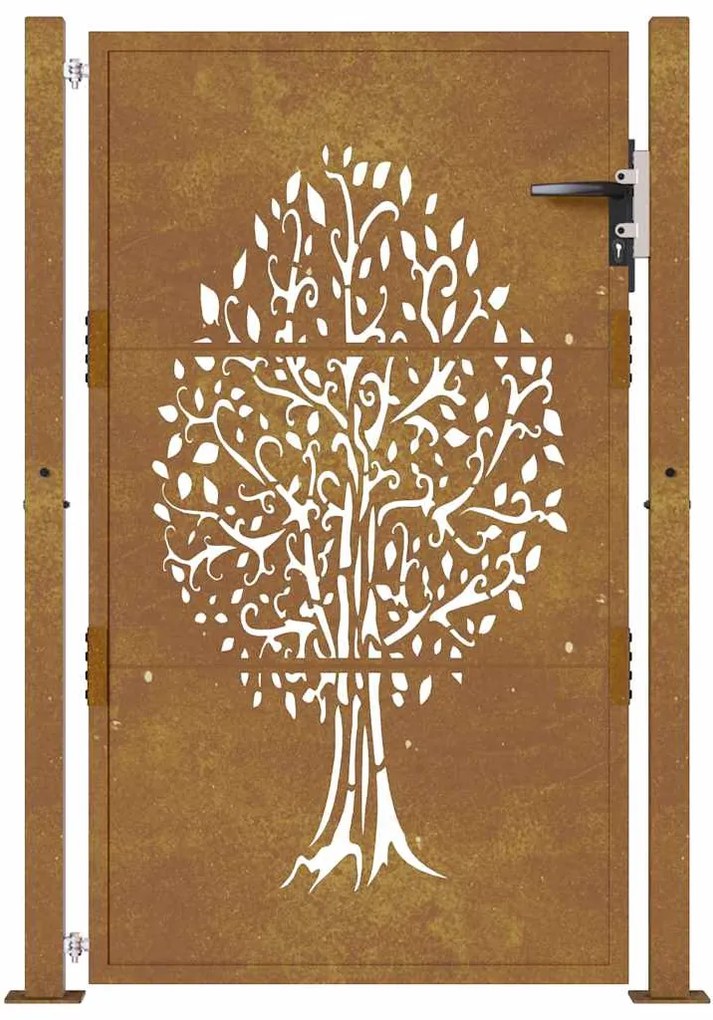 vidaXL Πόρτα Κήπου με Σχέδιο Δέντρου από Ατσάλι Corten 100x150 εκ.