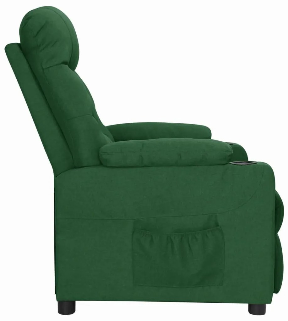 vidaXL Πολυθρόνα Ανακλινόμενη Σκούρο Πράσινο Υφασμάτινη