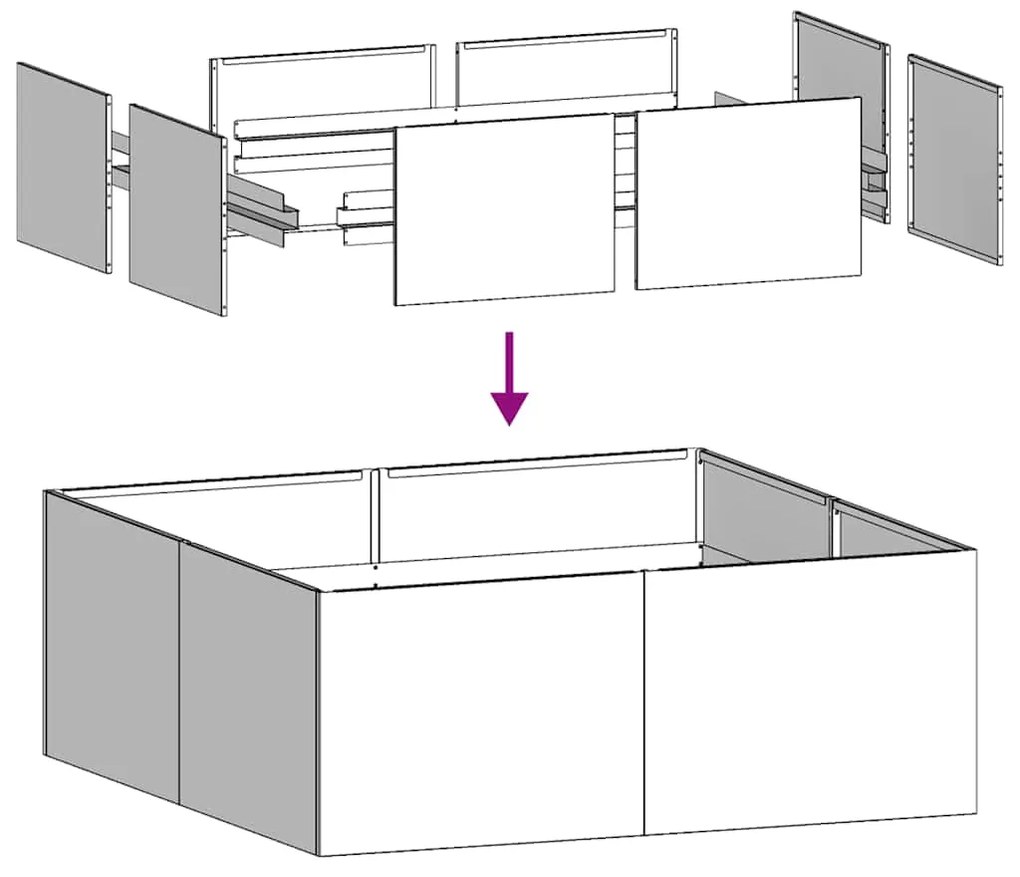 vidaXL Ζαρντινιέρα Λευκή 80x80x30 εκ. από Χάλυβα