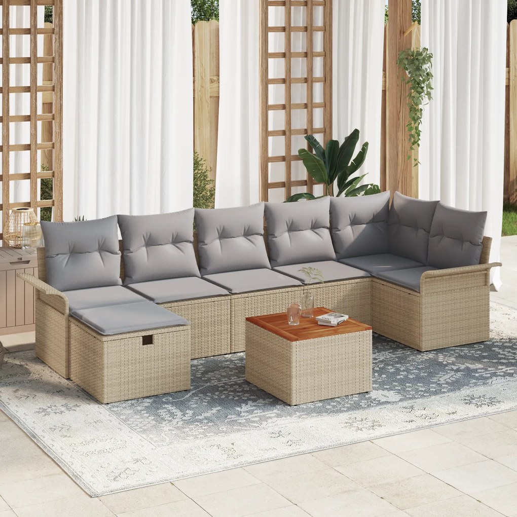 vidaXL Σετ Καναπέ Κήπου 8 pcs Μπεζ 297.5 x 132.5 x 69 εκ