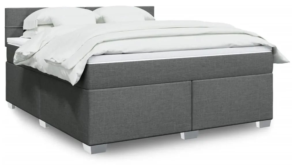 ΚΡΕΒΑΤΙ BOXSPRING ΜΕ ΣΤΡΩΜΑ ΣΚΟΥΡΟ ΓΚΡΙ 180X200 ΕΚ ΥΦΑΣΜΑΤΙΝ 3288268