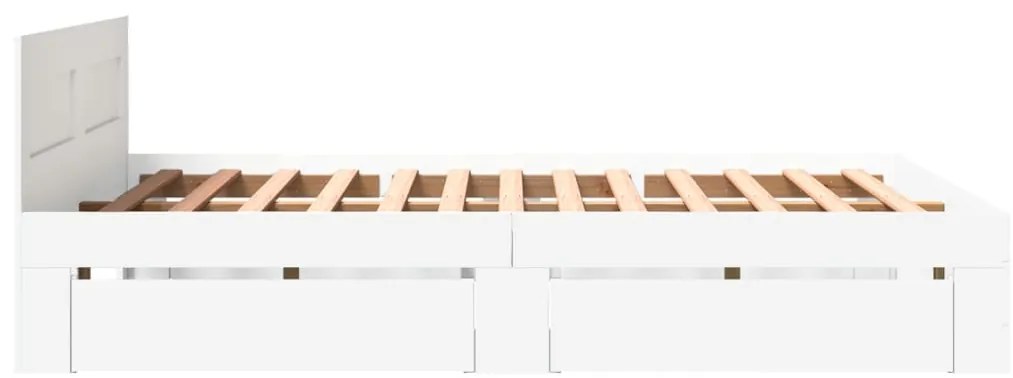 vidaXL Πλαίσιο Κρεβατιού με Κεφαλάρι Λευκό 150x200 εκ Επεξεργ. Ξύλο