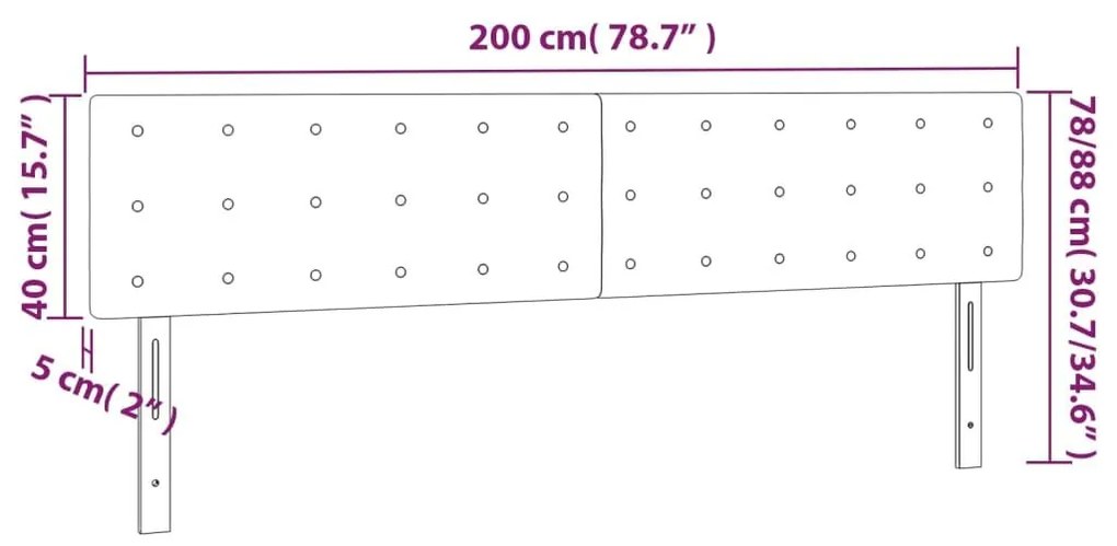 Κεφαλάρι Κρεβατιού LED Γκρι 200x5x78/88 εκ. από Συνθετικό Δέρμα - Γκρι