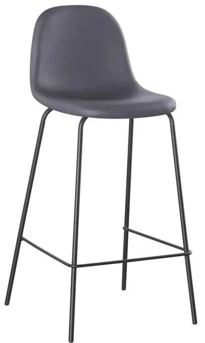 Σκαμπώ CELINA Bar Μεταλ.Μαύρο, Pvc Γκρι 47x51x77/107cm (Σετ 4 ΤΕΜ)