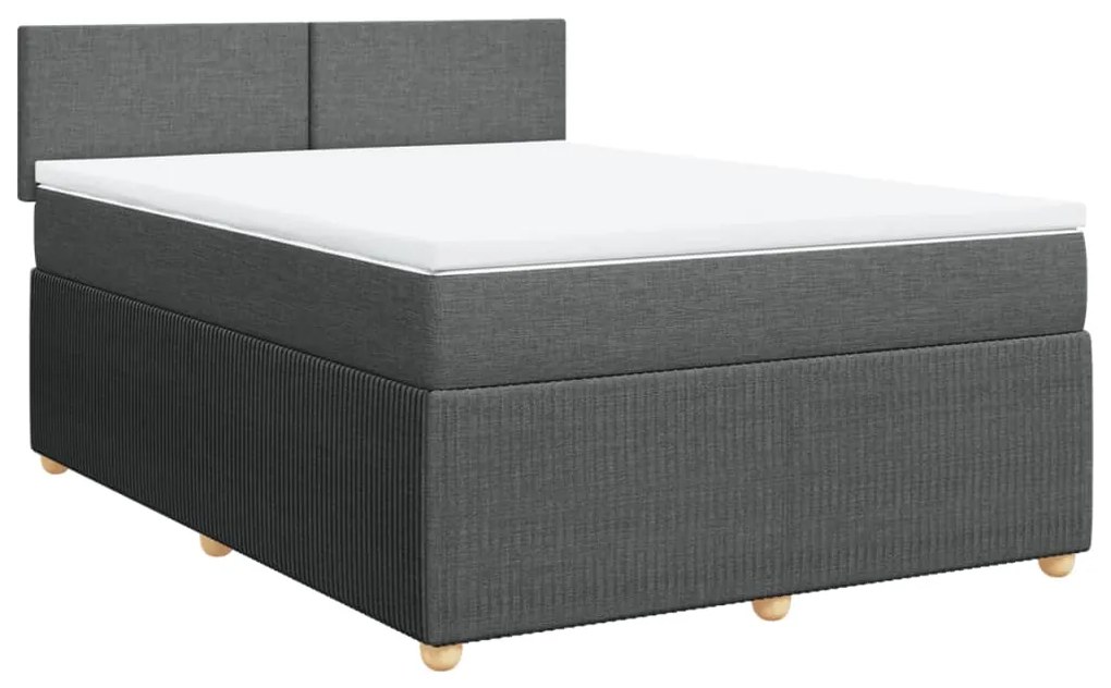 ΚΡΕΒΑΤΙ BOXSPRING ΜΕ ΣΤΡΩΜΑ ΣΚΟΥΡΟ ΓΚΡΙ 160X200 ΕΚ ΥΦΑΣΜΑΤΙΝΟ 3287501