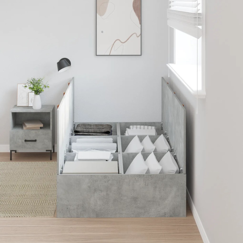 vidaXL Κρεβάτι αποθήκευσης  Concrete Grey, 75x190 cm, από επεξεργασμένο ξύλο.