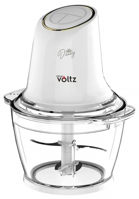 Πολυκόπτης Oliver Voltz Daisy OV51111W, 600W, 1 l, Γυάλινο μπολ, Διπλή λεπίδα, Παλμικό, Λευκό