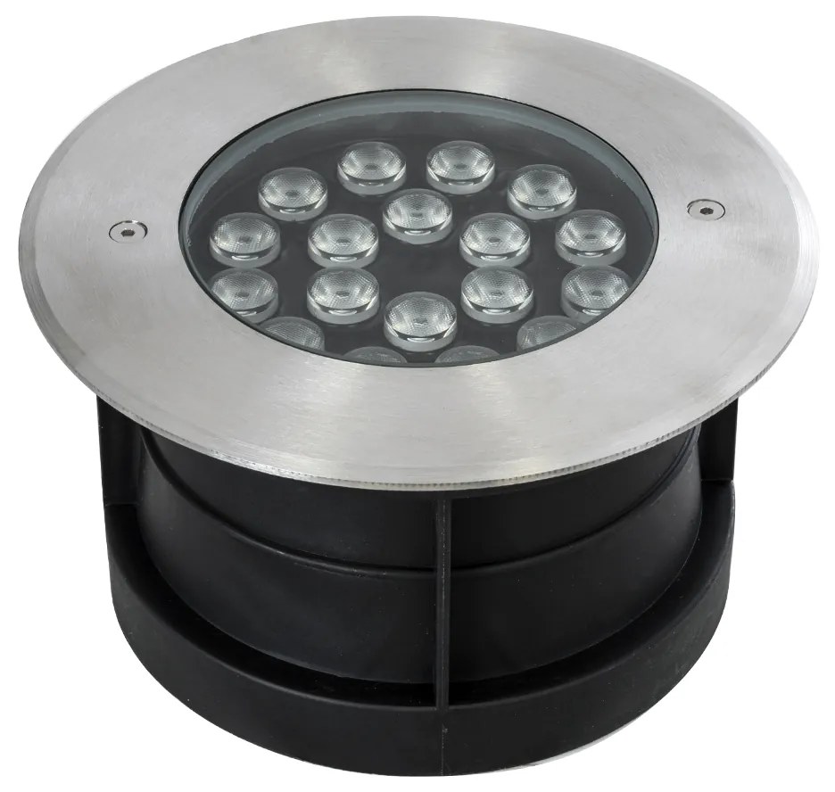 GloboStar UNDERGROUND-SINA 90572 Χωνευτό Φωτιστικό Σποτ Δαπέδου LED 18W 1710lm 15° DC 24V Αδιάβροχο IP68 Φ20 x Υ11cm Φυσικό Λευκό 4500K - Ανοξείδωτο Ατσάλι - 3 Χρόνια Εγγύηση