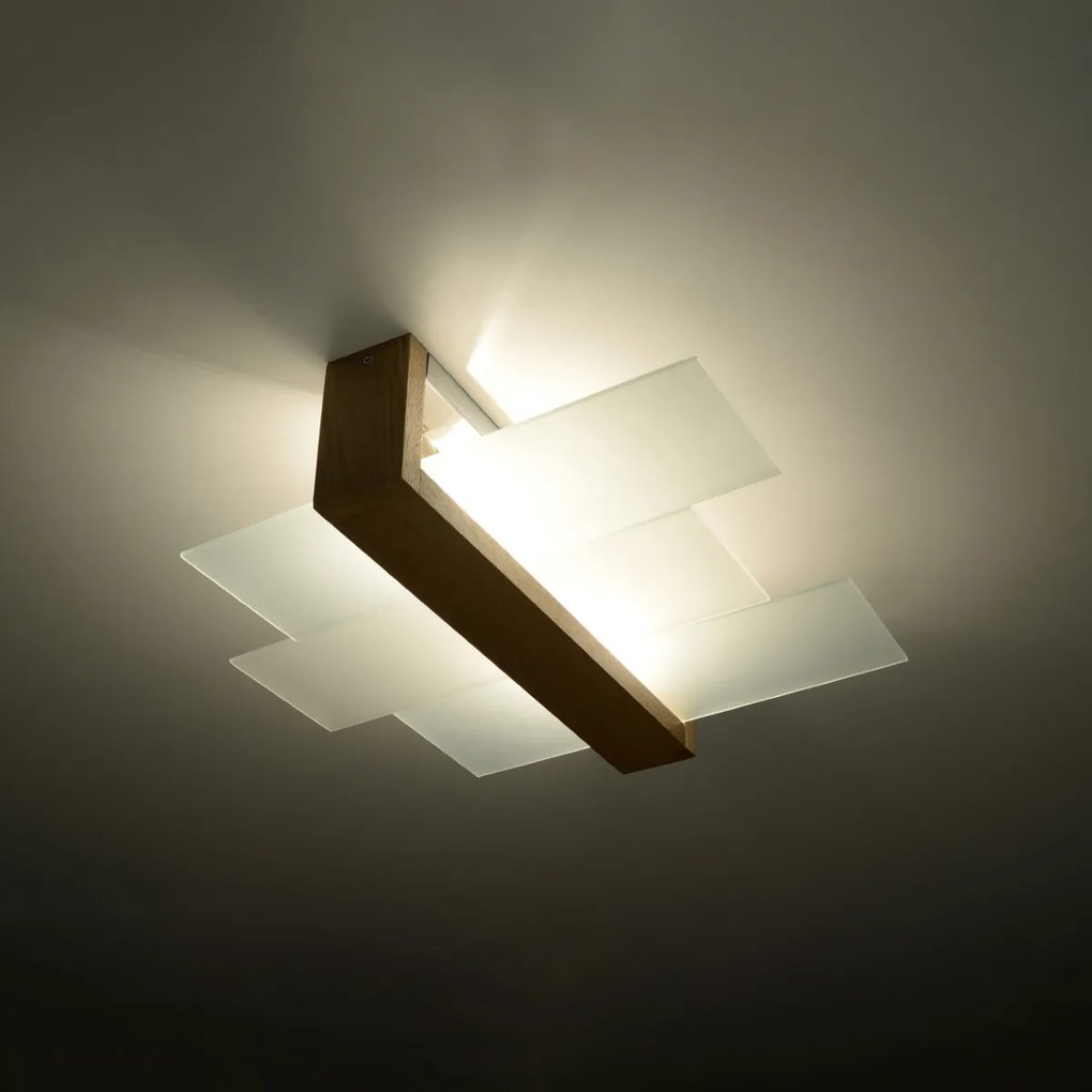 Sollux Φωτιστικό οροφής Feniks 2,ξύλο, γυαλί,2xE27/60w
