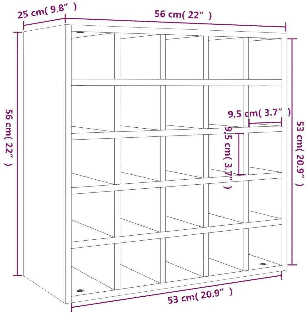 Κάβα Κρασιών Μαύρη 56 x 25 x 56 εκ. από Μασίφ Ξύλο Πεύκου - Μαύρο