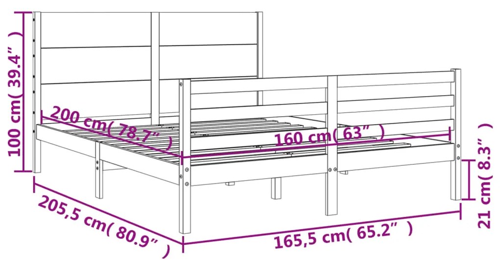 ΠΛΑΙΣΙΟ ΚΡΕΒΑΤΙΟΥ ΜΕ ΚΕΦΑΛΑΡΙ ΛΕΥΚΟ 160X200 ΕΚ. ΜΑΣΙΦ ΞΥΛΟ 3194647