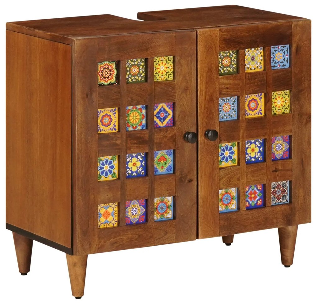 Ντουλάπα Νιπτήρα Mπάνιου με αποθήκευση Καρυδιά 62 x 33 x 58 εκ.