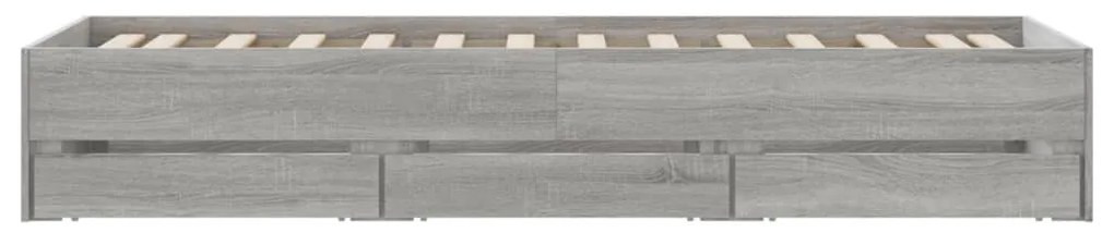 vidaXL Πλαίσιο Κρεβατιού με συρτάρια Γκρι sonoma 90x200εκ. Επεξ. Ξύλο