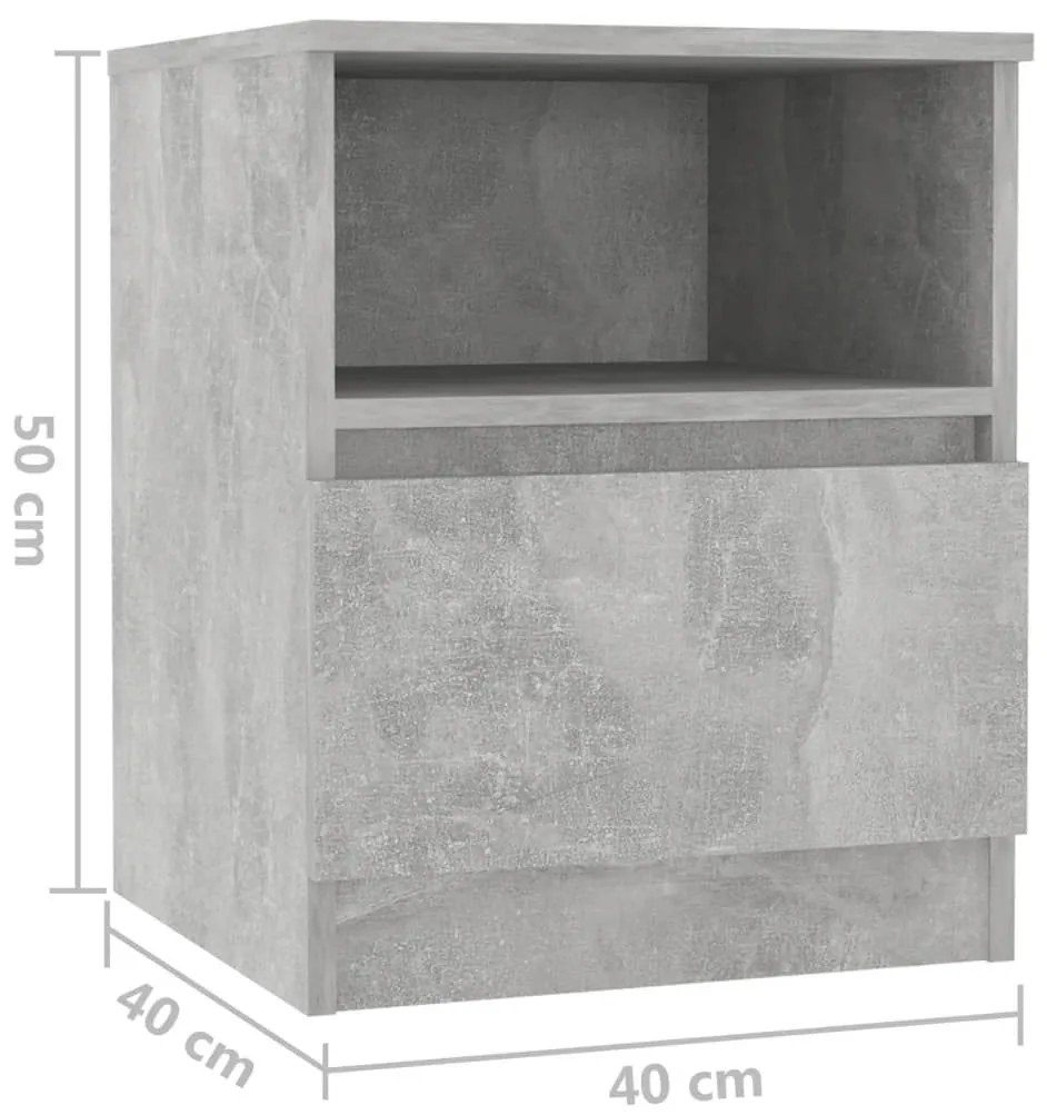 Κομοδίνο Γκρι Σκυροδέματος 40 x 40 x 50 εκ. από Επεξ. Ξύλο - Γκρι