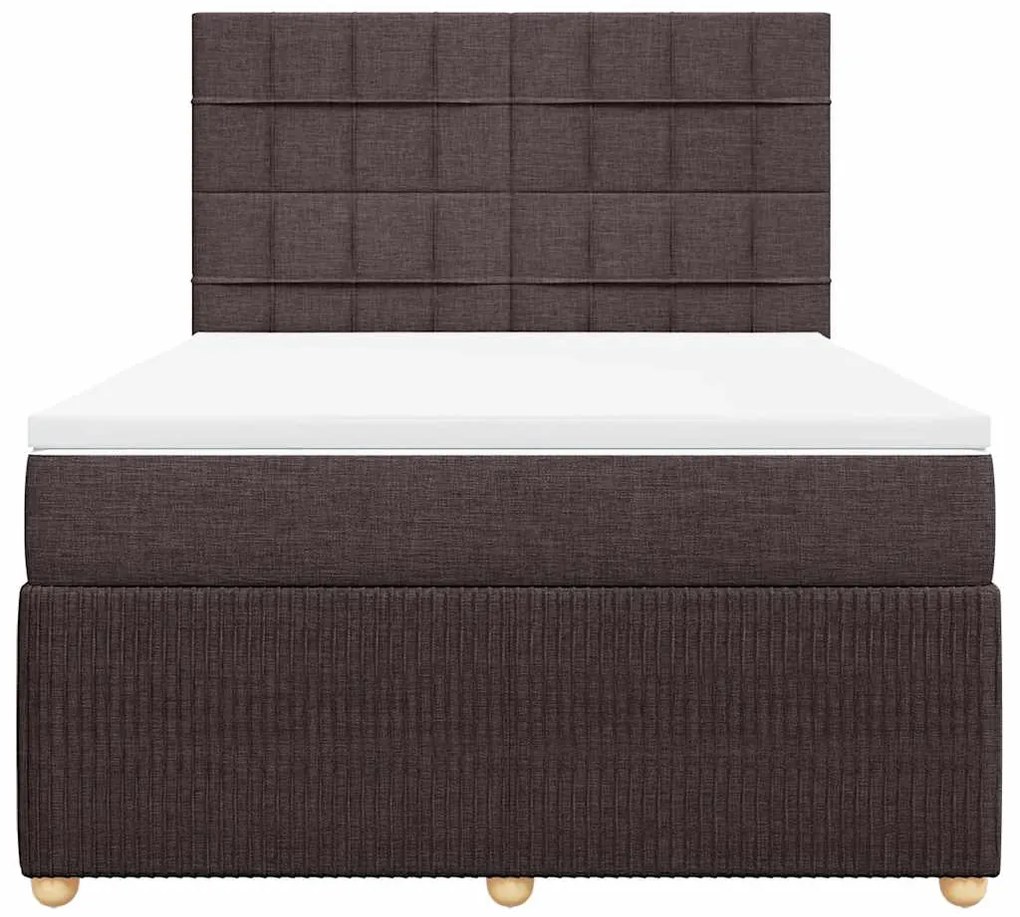 vidaXL Κρεβάτι Boxspring με Στρώμα Σκούρο Καφέ 140x200 εκ Υφασμάτινο