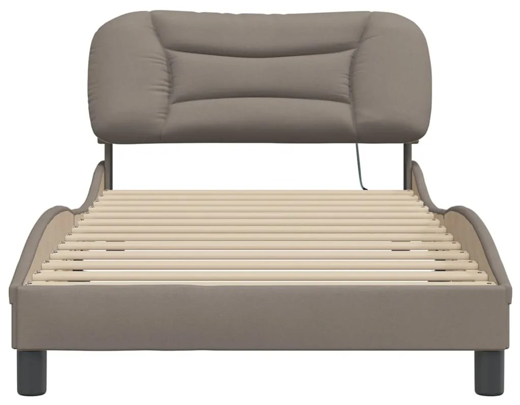 vidaXL Σκελετός Κρεβατιού με LED Χωρίς Στρώμα Hvar Taupe 100 x 200 εκ.