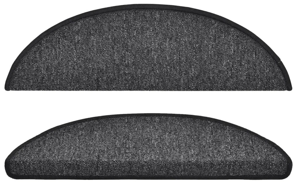 vidaXL Πατάκια Σκαλοπάτια 15 τεμ. Ανθρακί Ημίκυκλα 56x17x3 εκ.