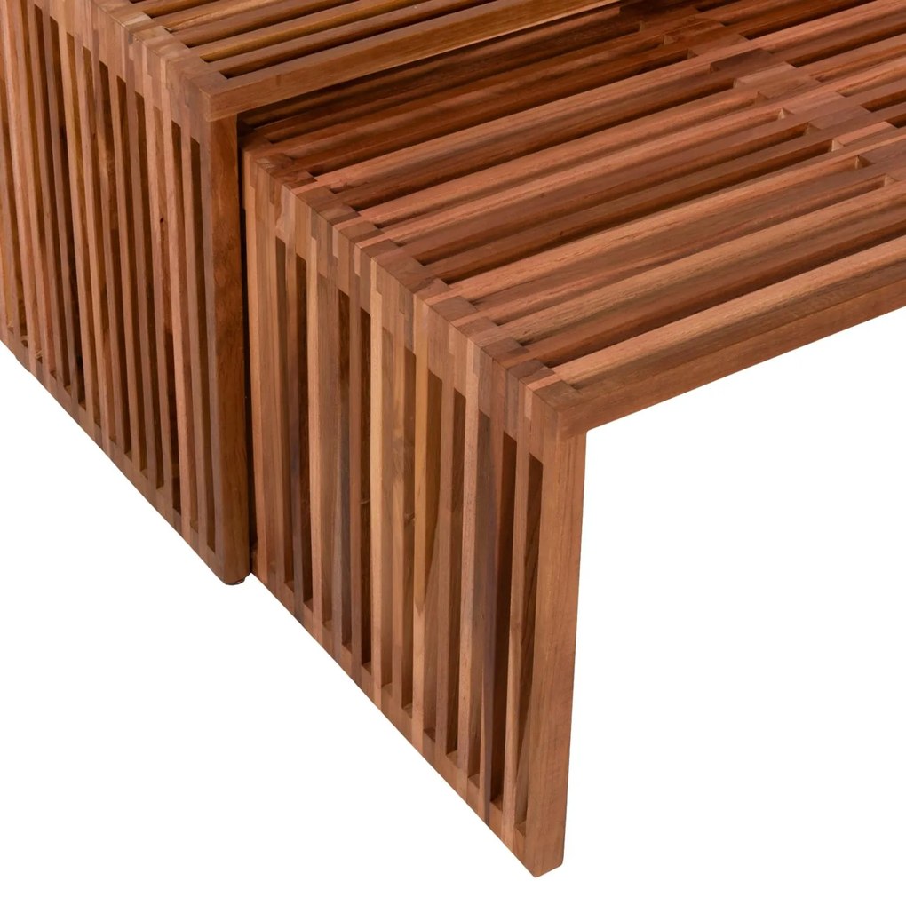 Τραπεζάκι σαλονιού NYA C9546 Σετ 2 τμχ Ξύλο TEAK σε Φυσικό 86x79x46Yεκ. 86x79x46 εκ.