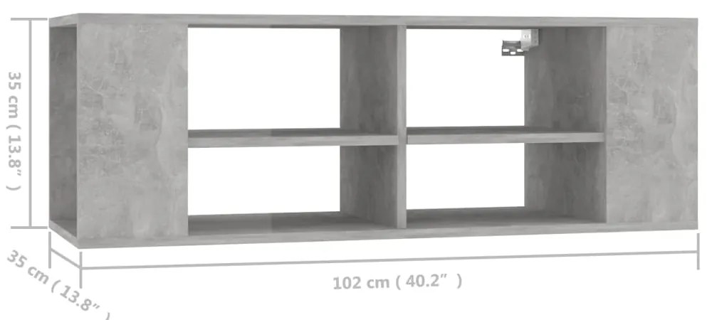 vidaXL Έπιπλο Τηλεόρασης Κρεμαστό Γκρι Σκυρ. 102x35x35 εκ. Επεξ. Ξύλο